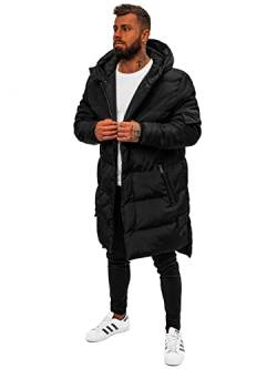 OZONEE Herren Winterjacke Jacke Parka Farbvarianten Warm Winterparka Funktionsparka Wintermantel Lange Kunstfell Gefüttert Outdoor Puffer Jacket Gepolstert 777/7441K SCHWARZ XL von OZONEE