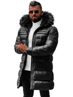 OZONEE Herren Winterjacke Jacke Parka Farbvarianten Warm Winterparka Funktionsparka Wintermantel Lange Kunstfell Gefüttert Outdoor Puffer Jacket Gepolstert O/M801Z SCHWARZ L von OZONEE