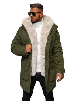 OZONEE Herren Winterjacke Jacke Winter Farbvarianten Warm Bomberjacke Steppjacke Wintermantel Kunstfell Daunenjacke Leichte Jacket Outdoor Puffer Gepolstert 777/9873K/136 GRÜN L von OZONEE