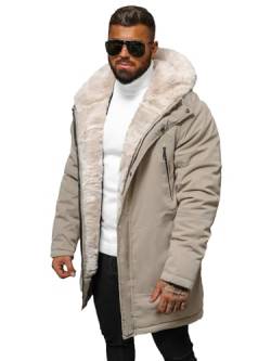 OZONEE Herren Winterjacke Jacke Winter Farbvarianten Warm Bomberjacke Steppjacke Wintermantel Kunstfell Daunenjacke Leichte Jacket Outdoor Puffer Gepolstert JS/22M315Z/62 BEIGE S von OZONEE