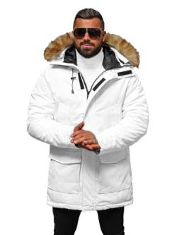 OZONEE Herren Winterjacke Jacke Winter Farbvarianten Warm Bomberjacke Steppjacke Wintermantel Kunstfell Daunenjacke Leichte Jacket Outdoor Puffer Gepolstert JS/5M779Z/281 WEIß XL von OZONEE