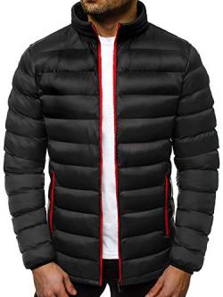 OZONEE Herren Winterjacke Jacke Winter Farbvarianten Warm Bomberjacke Steppjacke Wintermantel Kunstfell Daunenjacke Leichte Outdoor Puffer Jacket Gepolstert 777/2923K SCHWARZ/2 L von OZONEE