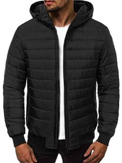 OZONEE Herren Winterjacke Jacke Winter Farbvarianten Warm Bomberjacke Steppjacke Wintermantel Kunstfell Daunenjacke Leichte Outdoor Puffer Jacket Gepolstert 777/5453K SCHWARZ 2XL von OZONEE