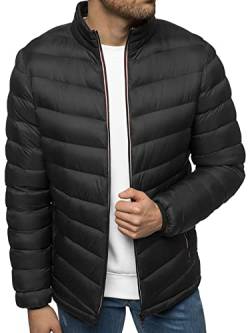 OZONEE Herren Winterjacke Jacke Winter Farbvarianten Warm Bomberjacke Steppjacke Wintermantel Kunstfell Leichte Jacket Outdoor Puffer Gepolstert 777/3318K SCHWARZ M von OZONEE