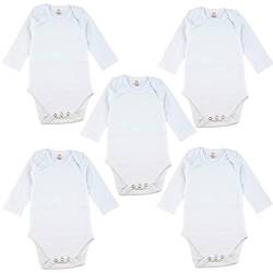 OZYOL Baby Body Langarm Strampler im 5er Set - Wickelbody aus hochwertiger 100% Baumwolle, 3-24 Monate (Weiß, 6M (68)) von OZYOL
