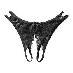 Damen Unterhosen Offen Ouvert Slips Tanga Strings Unterwäsche G-String Unterhosen Reizwäsche Thongs V-String Weich Frauen Reizwäsche Atmungsaktiv Panties Damenslip Ouvert Slip Frauen (Black, One Size) von OZhenXiangZh