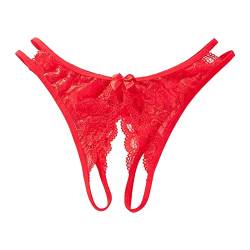 Damen Unterhosen Offen Ouvert Slips Tanga Strings Unterwäsche G-String Unterhosen Reizwäsche Thongs V-String Weich Frauen Reizwäsche Atmungsaktiv Panties Damenslip Ouvert Slip Frauen (Red, One Size) von OZhenXiangZh