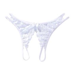 Damen Unterhosen Offen Ouvert Slips Tanga Strings Unterwäsche G-String Unterhosen Reizwäsche Thongs V-String Weich Frauen Reizwäsche Atmungsaktiv Panties Damenslip Ouvert Slip Frauen (White, One Size) von OZhenXiangZh