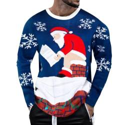 Herren Weihnachtspullover Sweatshirt Pullover Rundhals Herbst Winter Langarmshirt Modern Sweater, Herren Damen Weihnachtspullover 3D Lange Ärmel Ugly Christmas Sweater Sweatshirt von OZhenXiangZh