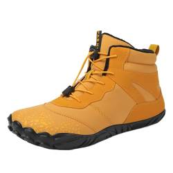 OZhenXiangZh Barfußschuhe Winter, Winter Barfußschuhe Damen Herren Wasserdicht Schnell Trocknend Traillaufschuhe Wanderschuhe Zehenschuhe Hohe Warme und rutschfeste Stiefel (Gelb,41 EU) von OZhenXiangZh