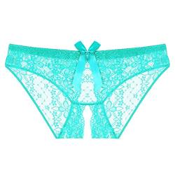 Sexy Höschen mit Offenem Schritt Damenslip Ouvert Slip Unterhosen G-String Unterhosen Reizwäsche Thongs Transparente Tanga Ouvertslip Offenem Schritt Spitze Slip Ouvertslip Dessous (Green, L) von OZhenXiangZh