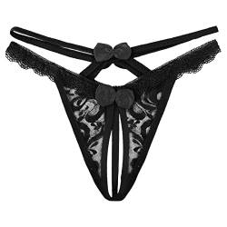 Sexy Höschen mit Offenem Schritt Damenslip Ouvert Slip Unterhosen V-String Höschen Thongs Niedrige Taille Weich Frauen Reizwäsche Atmungsaktiv Panties Damenslip Ouvert Slip Frauen (Black, One Size) von OZhenXiangZh