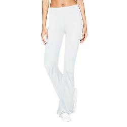 Yoga-Hosen für Damen Bootcut Sporthose Fitness Hohe Taille Flare Hose Sport Solide Hose Frauen Lässige Hose Freizeit Jazzpants Lange Flare Fitness Training Hosen Workout Hose Leggings (White, L) von OZhenXiangZh