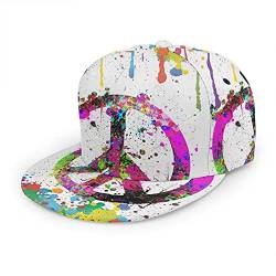 Oaieltj Unisex Baseball Cap Damen Herren Einstellbare Snapback Flat Bill Brim Baseball Cap Cool Hip Hop Hat, Buntes Peace-Symbol, Gemälde, Kunst., One size von Oaieltj