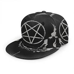 Oaieltj Unisex Baseball Cap Damen Herren Einstellbare Snapback Flat Bill Brim Baseball Cap Cool Hip Hop Hat, Gothic Okkult Satan Penta Symbol Totenkopf, One size von Oaieltj