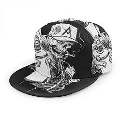 Oaieltj Unisex Baseball Cap Damen Herren Einstellbare Snapback Flat Bill Brim Baseball Cap Cool Hip Hop Hat, Graffiti Style Cool Skull Muster Schwarz, One size von Oaieltj