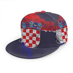 Oaieltj Unisex Baseball Cap Erwachsene Teens Adjustable Snapback Flat Brim Baseball Cap Cool Hip Hop Hat, Kroatien Flagge und Karte Kroatiens Stolz, One size von Oaieltj