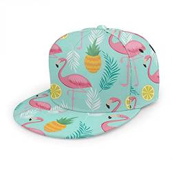 Oaieltj Unisex Baseball Cap Herren Damen Einstellbare Snapback Trucker Hat Mode Hip-Hop Baseball Cap, Pink Flamingo Ananas und Exotische Blätter, One size von Oaieltj