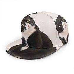 Oaieltj Unisex Baseball Cap Herren Damen Einstellbare Snapback Trucker Hat Mode Hip-Hop Baseball Cap, Schwarze und weiße Katze, One size von Oaieltj