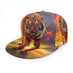 Oaieltj Unisex Baseballkappe Damen Herren Junge Mädchen Mode verstellbar 3D gedruckt Flat Bill Baseball Cap, Big Tiger King, One size von Oaieltj