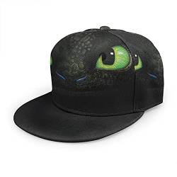 Oaieltj Unisex Baseballkappe Damen Herren Junge Mädchen Mode verstellbar 3D gedruckt Flat Bill Baseball Cap, Black Dragon Green Eyes, One size von Oaieltj