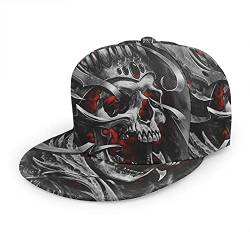 Oaieltj Unisex Baseballkappe Damen Herren Junge Mädchen Mode verstellbar 3D gedruckt Flat Bill Baseball Cap, Vintage Skelett Totenkopf König, One size von Oaieltj