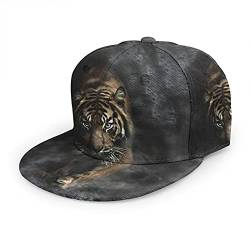 Oaieltj Unisex Baseballkappe Damen Herren Junge Mädchen Mode verstellbar 3D gedruckt Flat Bill Baseball Cap, tiger black, One size von Oaieltj