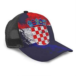 Oaieltj Unisex Baseballkappe Damen Herren Klassische Baseballkappe Verstellbare Snapback Mesh Trucker Hut Sonnenhut, Kroatien Flagge und Karte Kroatiens Stolz, One size von Oaieltj