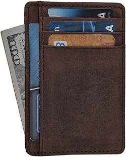 RFID Léder Geldbörse Herren Slim Leather Wallet klein mit münzfach Kreditkarteninhaber Credit Card Holder (Brown Hunter) von Oak Leathers