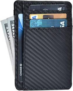 RFID Léder Geldbörse Herren Slim Leather Wallet klein mit münzfach Kreditkarteninhaber Credit Card Holder (Ebony) von Oak Leathers