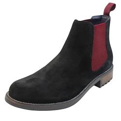 Oakenwood Herren Memory Foam Leder Wildleder formelle Chelsea Boots, schwarze Velourslederoptik, 44 EU von Oakenwood