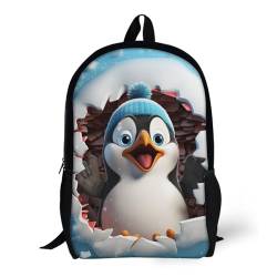 OakiTa Rucksäcke Cartoon Pinguin Kinder Schulrucksack Schultasche 3D Gedruckte Süße Tiere Schultasche Für Jungen Grundschule Und Mittelschule Schüler, Geschenke Für Jungen Und Mädchen 17inch von OakiTa