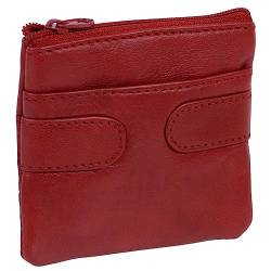 Oakridge Leather (Schaf-Nappa) Münzbörse mit Schlüsselring, rot, Münzbeutel von Oakridge Leather