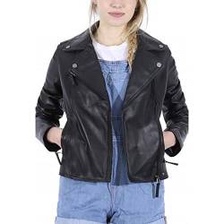 Oakwood Damen Jacke Echtleder 62086, Schwarz-Schwarz, Large von Oakwood