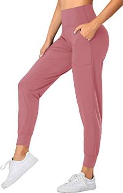 Oalka Damen-Jogginghose mit hoher Taille, Yoga-Taschen, Sport-Workout-Hose, Misty Rose, S von Oalka