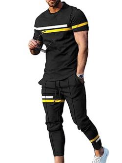 Oanviso 2 Teiliges T-Shirt und Hosen Sets Herren Bedruckter Shirt Freizeithose Sweathose Jogginganzug Oversized Freizeitanzug Mode Outfit für Männer Sommer A 8 M von Oanviso