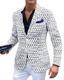 Oanviso Blazer Kariert Herren Slim Fit Anzug Revers Stylish Freizeit Sakkos Karo Mantel aus Twill mit Knöpfen Klassisch Kariert Business Anzugjacken für Männer Herbst Scheckblazer A 25 XL von Oanviso