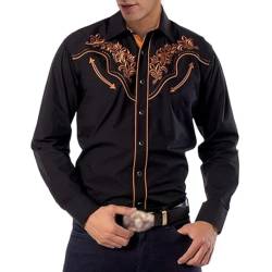 Oanviso Freizeithemd Herren Langarm Hemd Western-Stil Cowboy Druck Hemden Mode Traditionelles Hemd Tasten Vintage Hemden Karneval Kostüm Shirts Slim Fit A 04 XXL von Oanviso