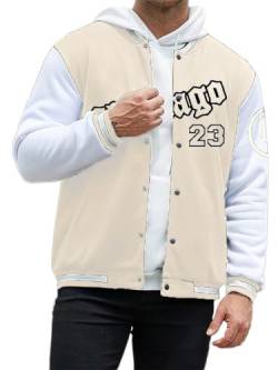 Oanviso Herren Bomberjacke College Oversized 90S Bedruckte Patchwork Racing Sweatjacke Warm Hoddie Baseball Mantel Casual Übergangsjacke Kapuzenpullover Teenager A Beige XL von Oanviso