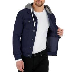 Oanviso Herren Denim Jacke mit Umschlagkragen Einfarbig Button Down Übergangsjacke Jeansmantel mit Pattentasche Freizeitjacke Vintage Biker Motorradjacken Basic Langarm Jeansjacke B Marineblau M von Oanviso