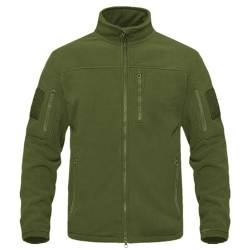 Oanviso Herren Fleecejacke Military Outdoor Jacke mit Kapuze Winddichte Jacke Softshell Outdoor Jacke Winddicht Tactical Funktionsjacke Jagdjacke mit Multi Taschen B Armeegrün M von Oanviso