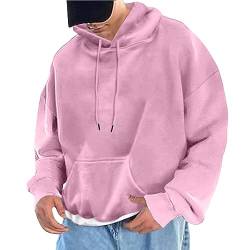 Oanviso Herren Hoodie mit Tasche Lange Ärmel Briefdruck Kapuzenpullover Sweatshirt mit Kapuze Vintage Pullover Unisex Casual Gedruckt Hiphop Hoodies Paare Sportbekleidung A Rosa L von Oanviso