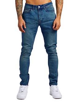 Oanviso Herren Jeans Hose Slim Fit Vintage Denim Lange Destroyed Jeanshose für Männer Hip Hop Hose Coole Jungen Stretch Freizeithose Schwarze Cargo Chino Hose A Dunkelblau L von Oanviso