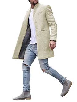 Oanviso Herren Mäntel Langen Ärmeln Umlegekragen Mäntel mit Tasche Männer Warm Einreihiger Mantel Business Freizeit Wintermantel Elegante Einfarbig Dick Mantel Herbst und Winter A Khaki L von Oanviso