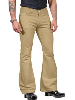 Oanviso Herren Schlaghose Retro Kostüm Hose 70er Jahre Ausgestellte Hose Tanzhosen Karneval Disco Outfits Clubwear Hippie Hosen Männer Party Schlaghose Slim Fit Atmungsaktiv A Khaki M von Oanviso