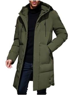 Oanviso Herren Winter Daunenjacke Mantel mit Reißverschluss Lang Winterjacke Parka Verdicken Warme Steppjacke Wintermantel Daunenmantel Steppmantel für Männer B Armeegrün S von Oanviso