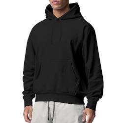 Oanviso Hoodie Herren Hooded Sweatshirt Einfarbig Vordertasche Kapuzenpullover Moda Hoodies Langarm Hoody Männer Pullover mit Kapuze Kapuzenjacke Frühling Herbst Hoodie Slim Fit A Noir L von Oanviso