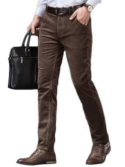 Oanviso Hosen für Herren Business Anzughose Slim Fit Cordhose Stretch Warme Chino Hosen mit Taschen Herbst Klassisch Geschnittene Hose Elegante Anzug Hose Einfarbig Freizeithose A Braun L von Oanviso