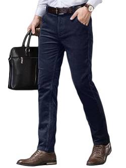 Oanviso Hosen für Herren Business Anzughose Slim Fit Cordhose Stretch Warme Chino Hosen mit Taschen Herbst Klassisch Geschnittene Hose Elegante Anzug Hose Einfarbig Freizeithose A Dunkelblau L von Oanviso