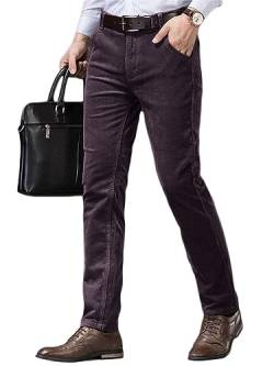 Oanviso Hosen für Herren Business Anzughose Slim Fit Cordhose Stretch Warme Chino Hosen mit Taschen Herbst Klassisch Geschnittene Hose Elegante Anzug Hose Einfarbig Freizeithose A Dunkelrot 3XL von Oanviso